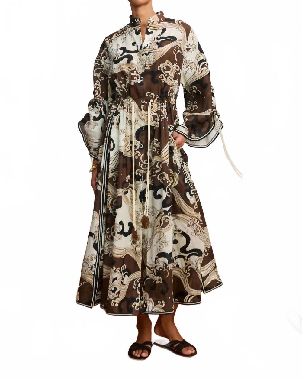 NEW ALEMAIS otis midi shirtdress in chocolate